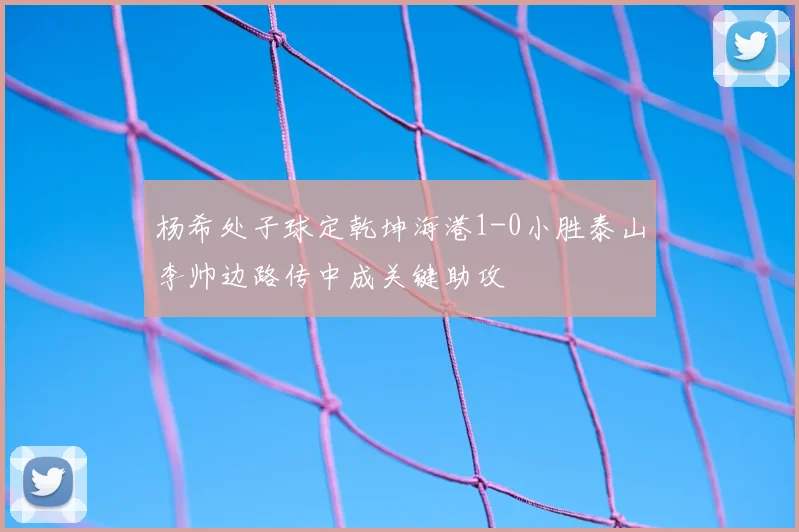 杨希处子球定乾坤海港1-0小胜泰山李帅边路传中成关键助攻